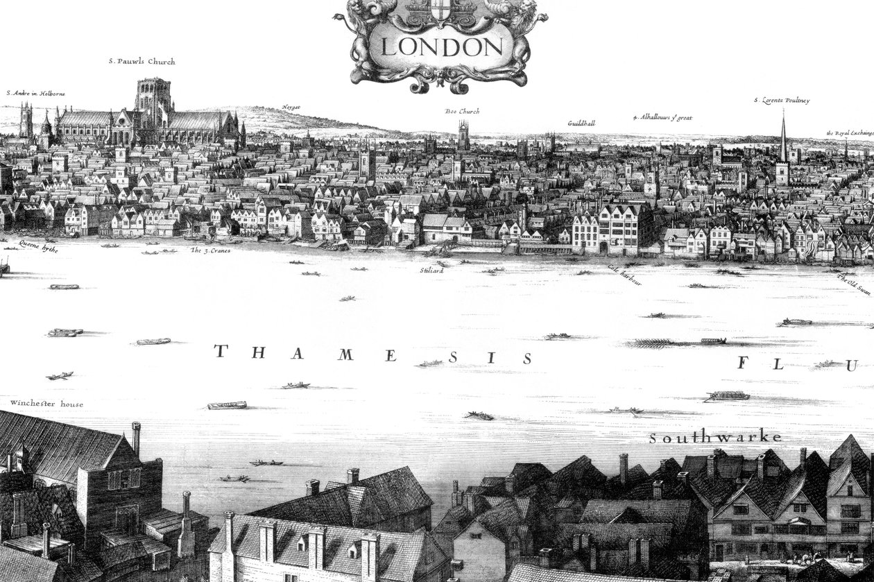 Udsigt over London og Themsen fra South Bank, 1600-tallet 1886. af William Griggs