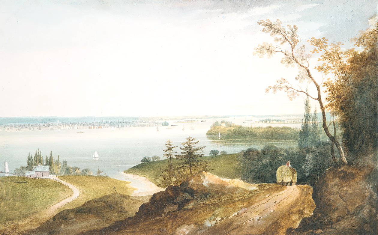 New York fra Weehawk, ca. 1820-23. af William Guy Wall