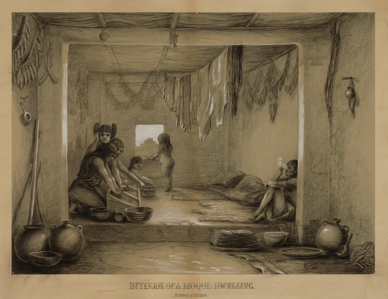 Interiør af en hopi-bolig af William H. Jackson