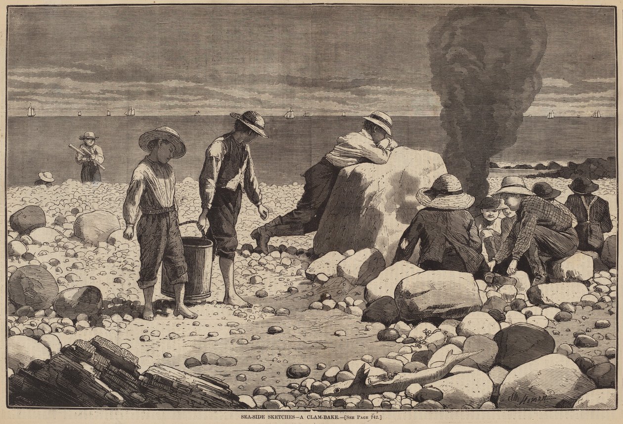 Sea-Side Skitser - A Clam-Bake af William H. Redding after Winslow Homer