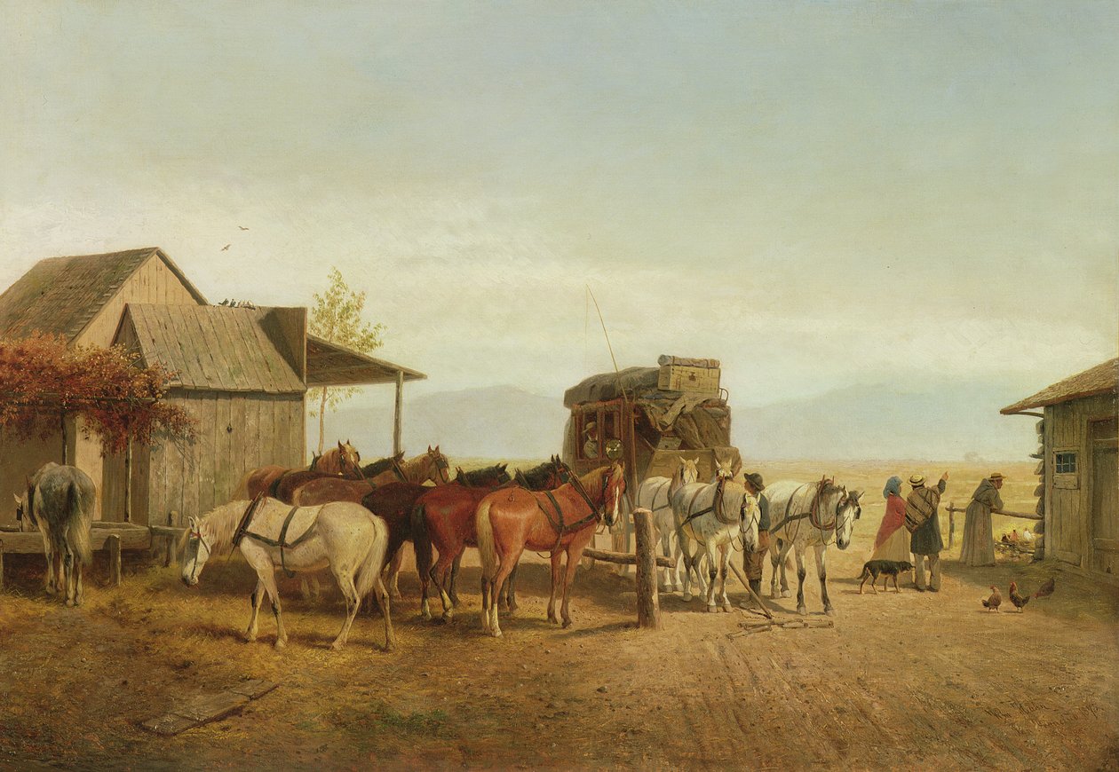 Californisk diligence-stop, 1875 af William Hahn