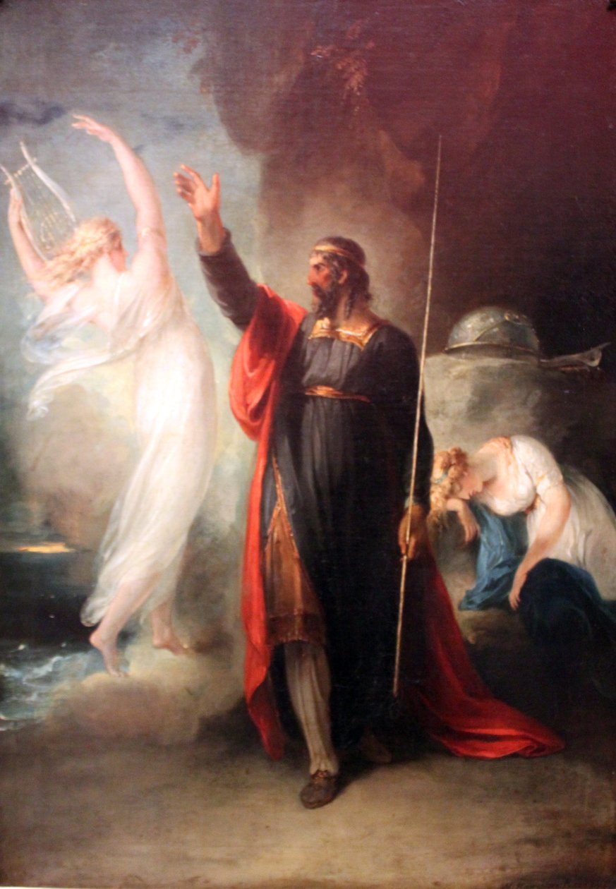 Tysk: Prospero und Ariel Prospero og Ariel (fra Shakespeares "Stormen") af William Hamilton