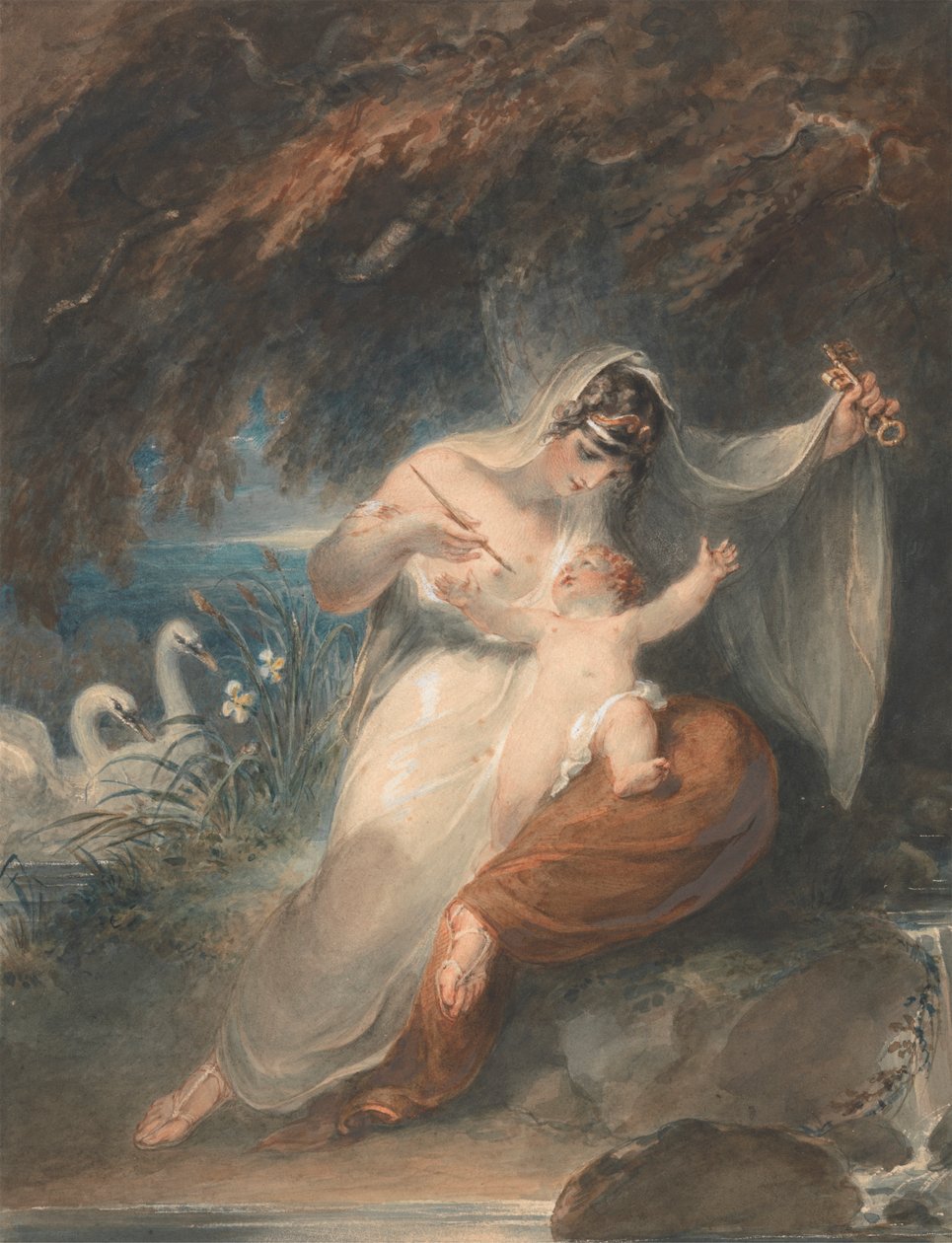 Naturen afslører sig selv for spædbarnet Shakespeare: Thomas Gray, The Progress of Poesy, III.1 af William Hamilton