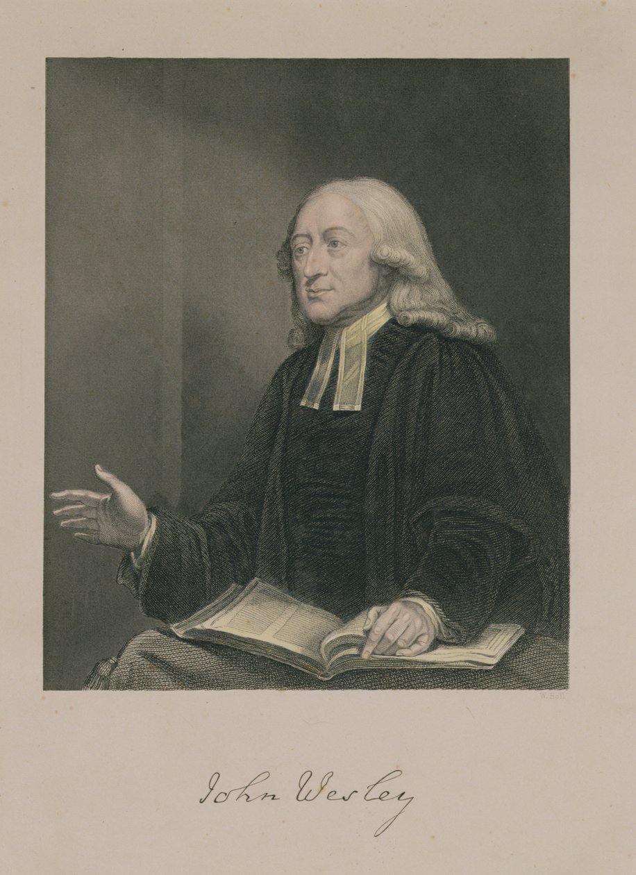 Portræt af John Wesley (1703-91), graveret af William Holl (1807-71), udgivet af A. Fullarton und Co. af William Hamilton
