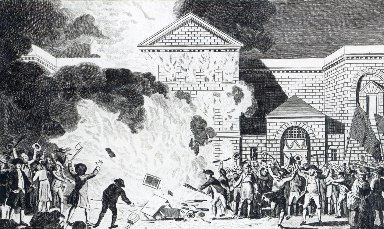 Ødelæggelserne forårsaget af, at oprørerne i London affyrede New Gaol of Newgate og brændte Mr. Akerman