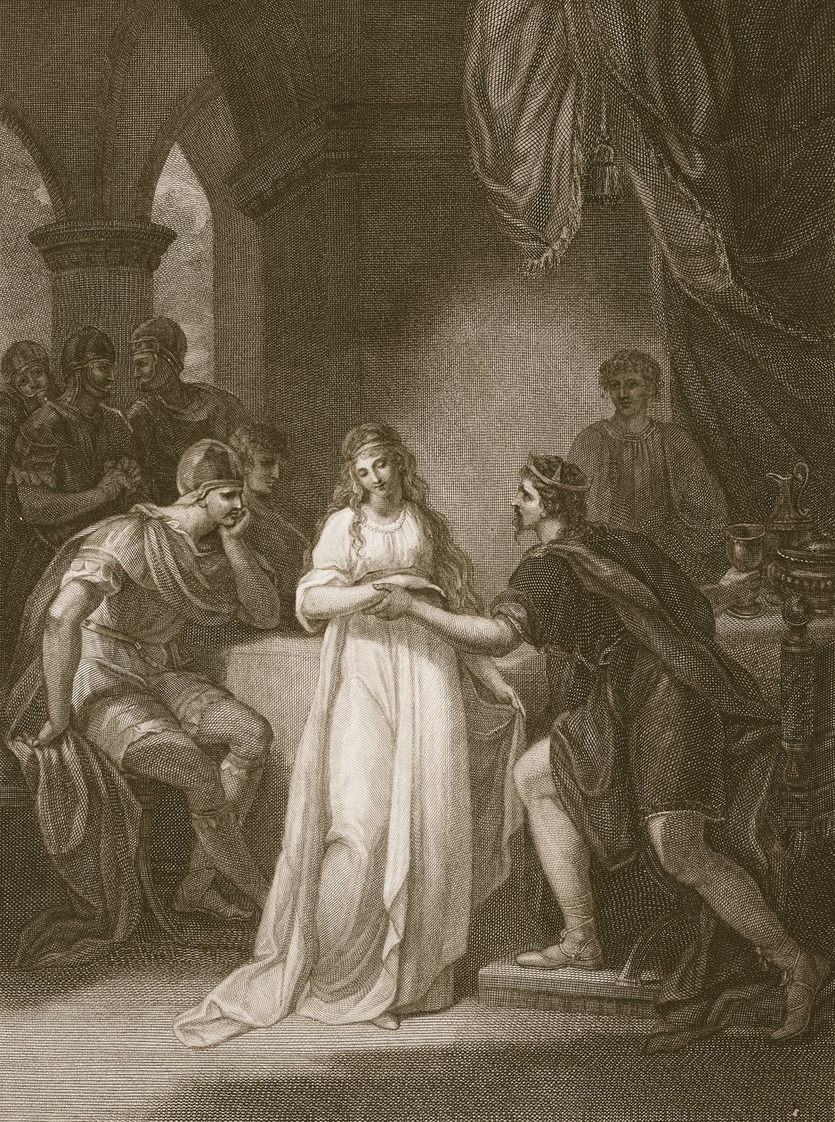 Vortigern og Rovena, indgraveret af Delatre, illustration fra David Humes 