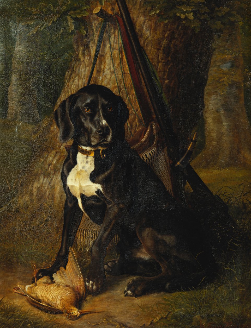En våbenhund med en skovsneppe, 1842 af William Hammer