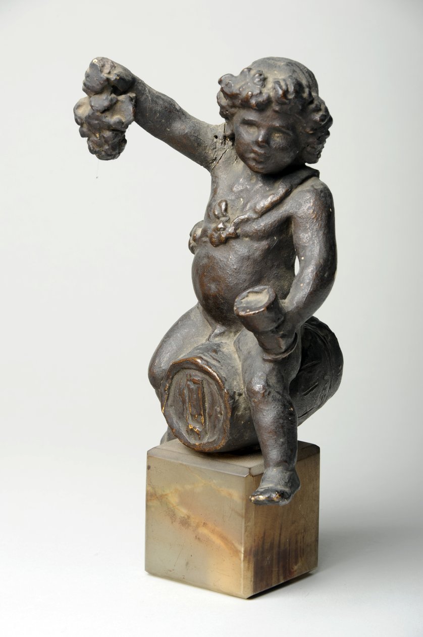 Cherub på et vinfad (malet gips) af William Hamo Thornycroft