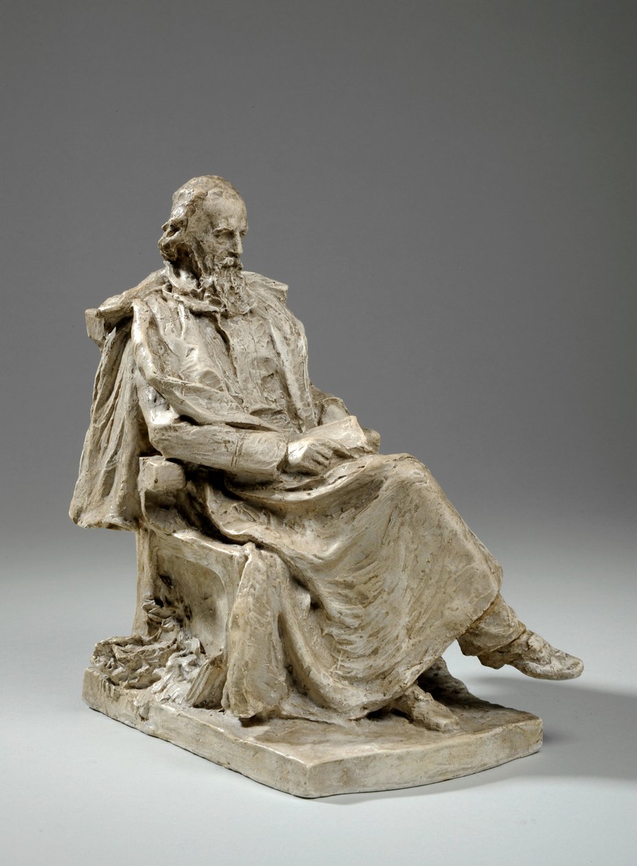 Maquette for Alfred, Lord Tennyson siddende på Trinity College, Cambridge, ca. 1909 (gips) af William Hamo Thornycroft