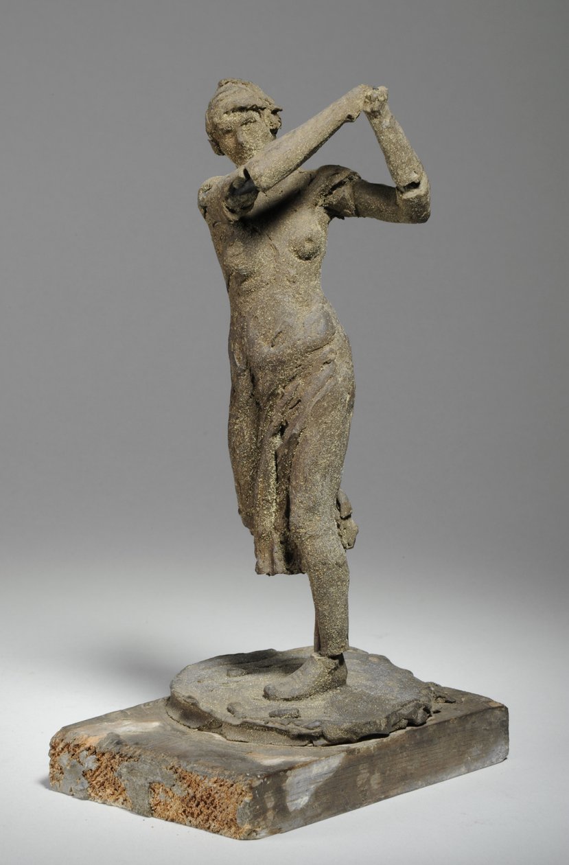 Maquette til figuren af en kvindelig golfspiller (plasticine) af William Hamo Thornycroft