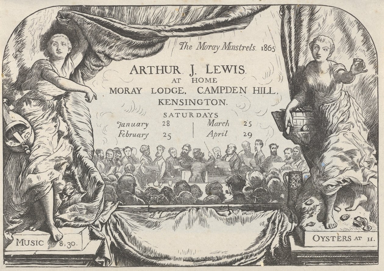 Moray Minstrels invitationskort af Arthur James Lewis, 1865. af William Harcourt Hooper