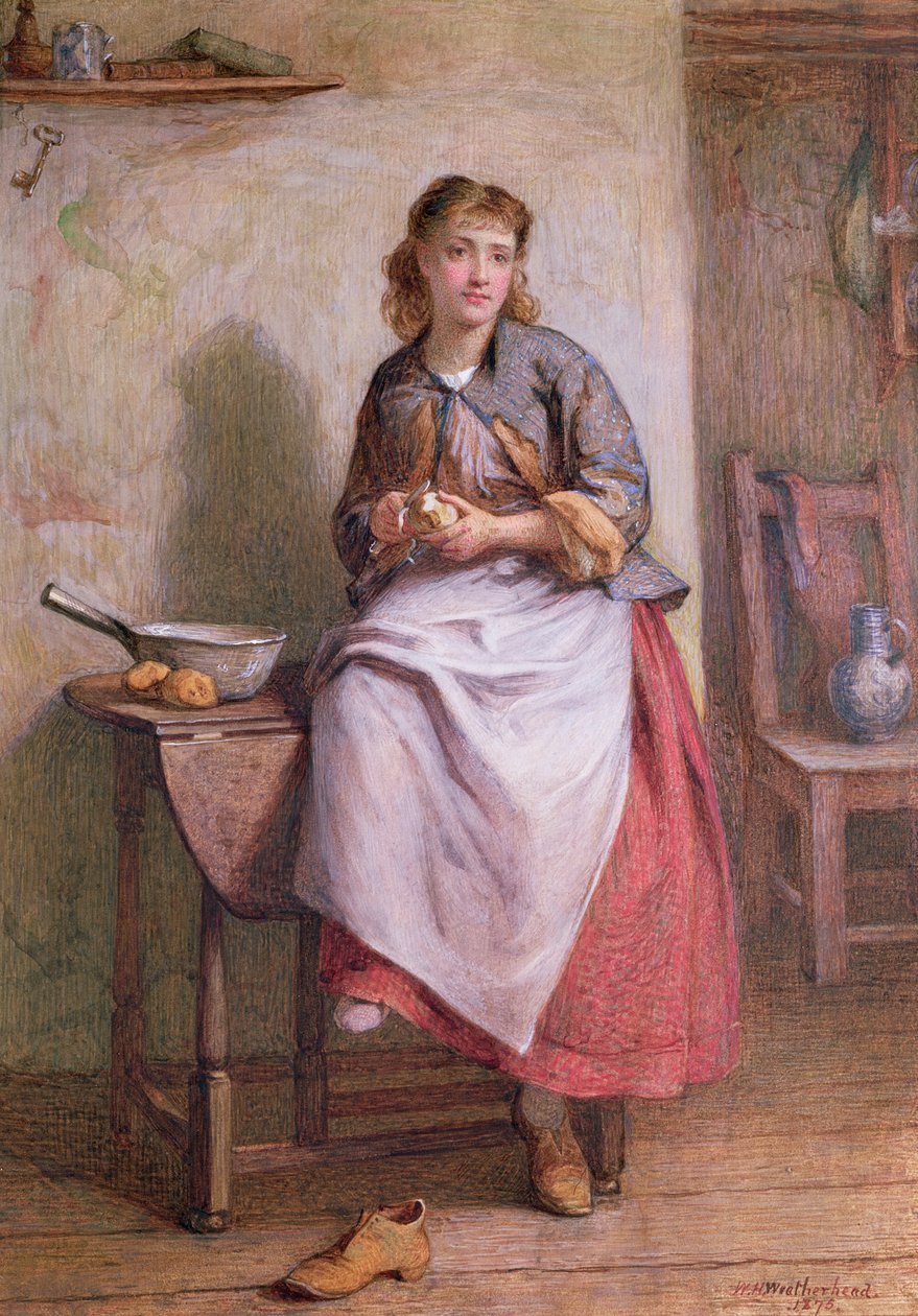Pige skræller kartofler af William Harris Weatherhead