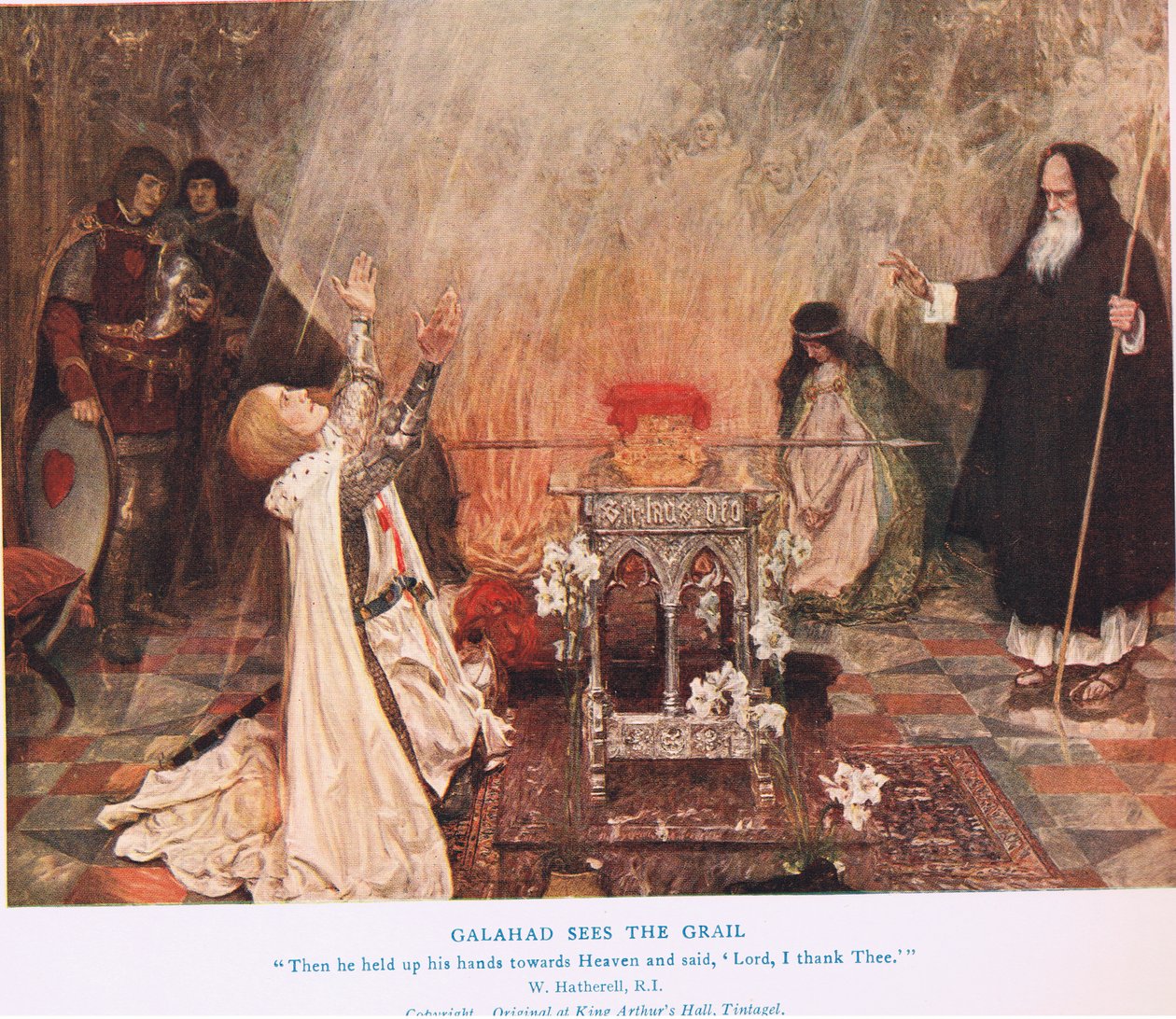 Galahad ser gralen, illustration fra 