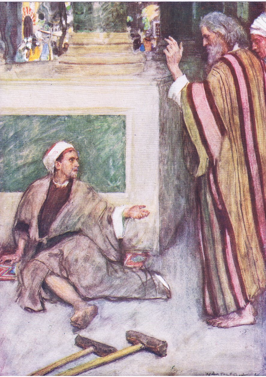 Peter og John helbreder den lamme mand, fra The Bible Story udgivet af Hodder & Stoughton, ca. 1930 af William Hatherell