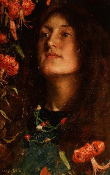 Portræt af Emily Hatherell, kunstnerens kone af William Hatherell