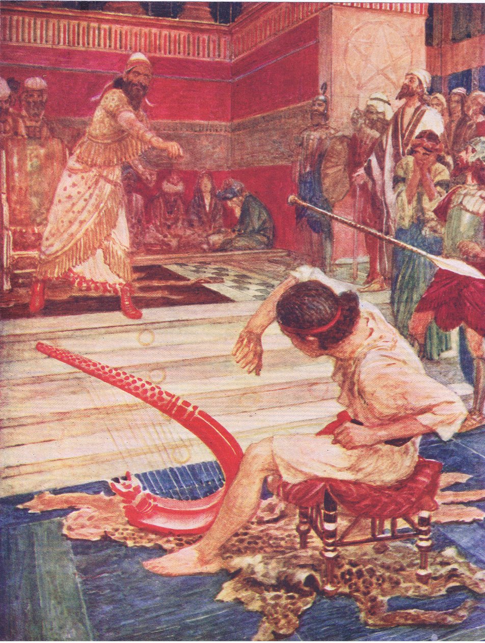 Saul og David, fra The Bible Story udgivet af Hodder & Stoughton, ca. 1930 af William Hatherell