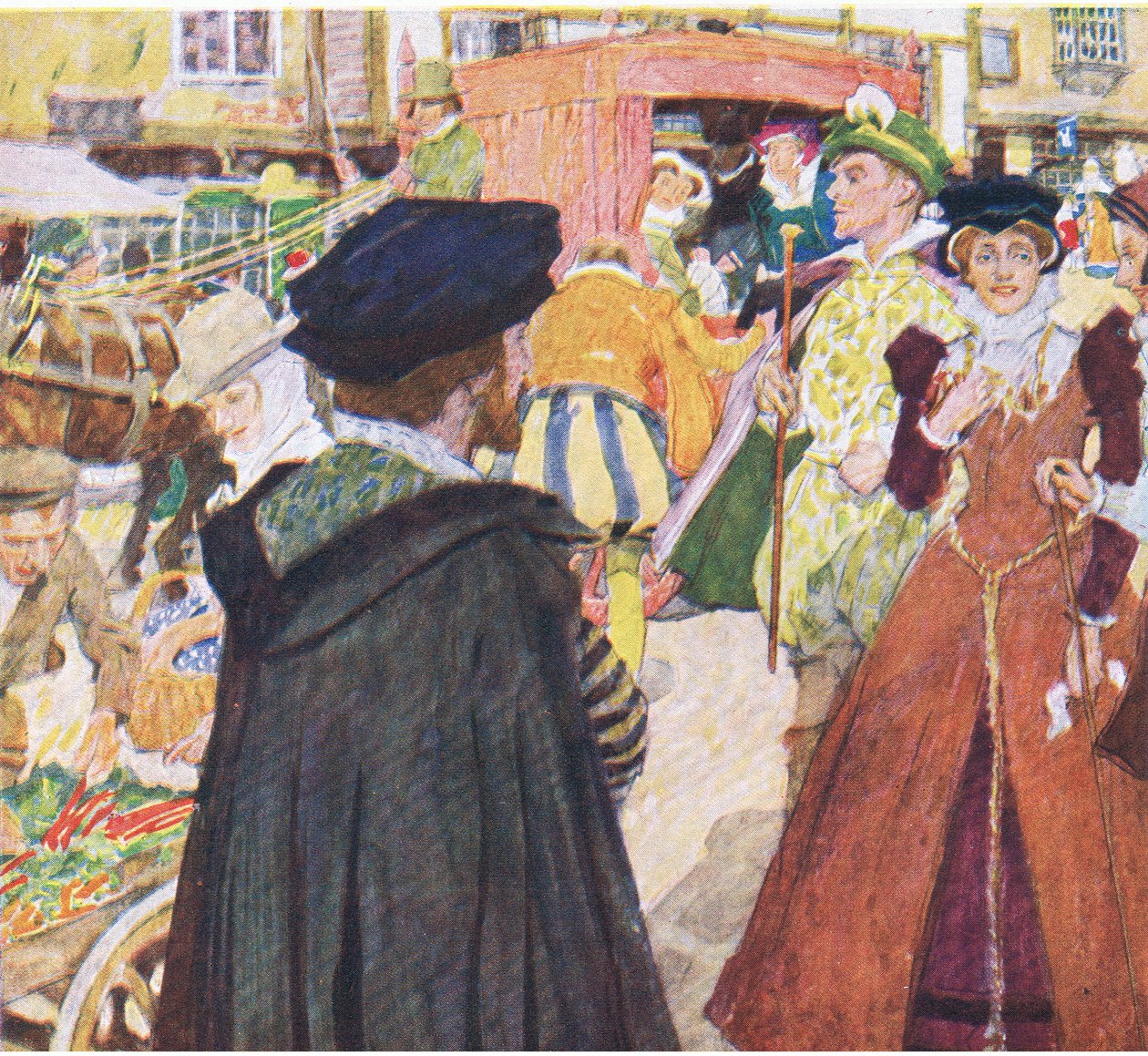 Shakespeare bemærker fopsens tåbelige mode på Ludgate Hill, fra My Magazine, pub.1922 af William Hatherell
