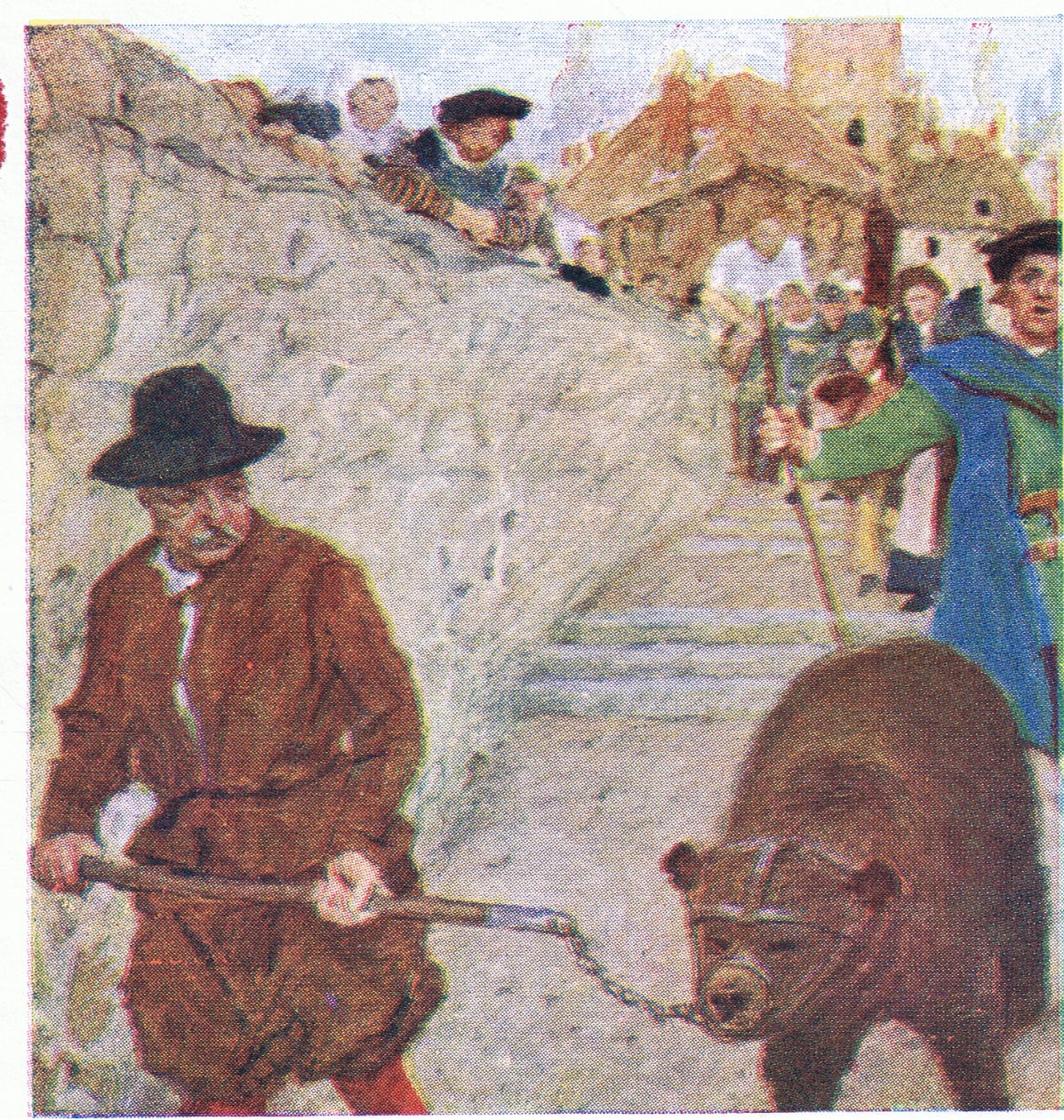 Shakespeare ser en bjørn på vej til bjørnehaven ved Bankside, fra My Magazine, pub.1922 af William Hatherell