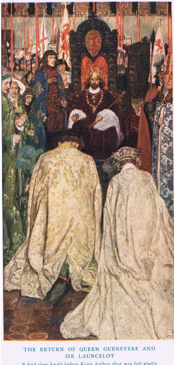 Dronning Gueneveres og Sir Lancelots tilbagevenden, illustration fra 
