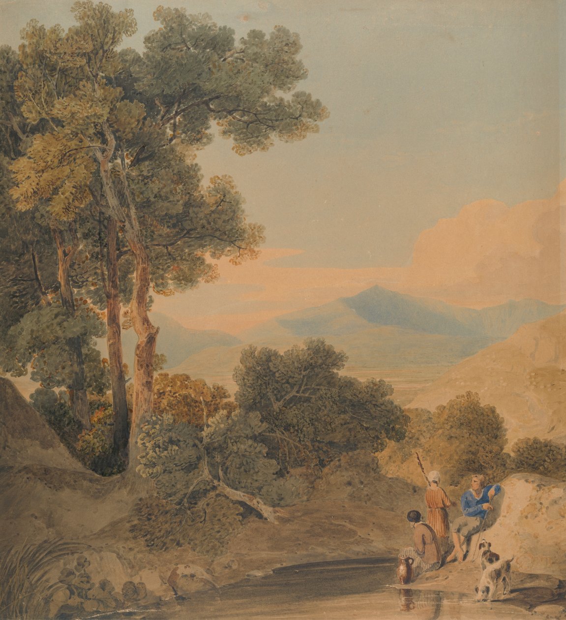 Landskab med figurer af William Havell