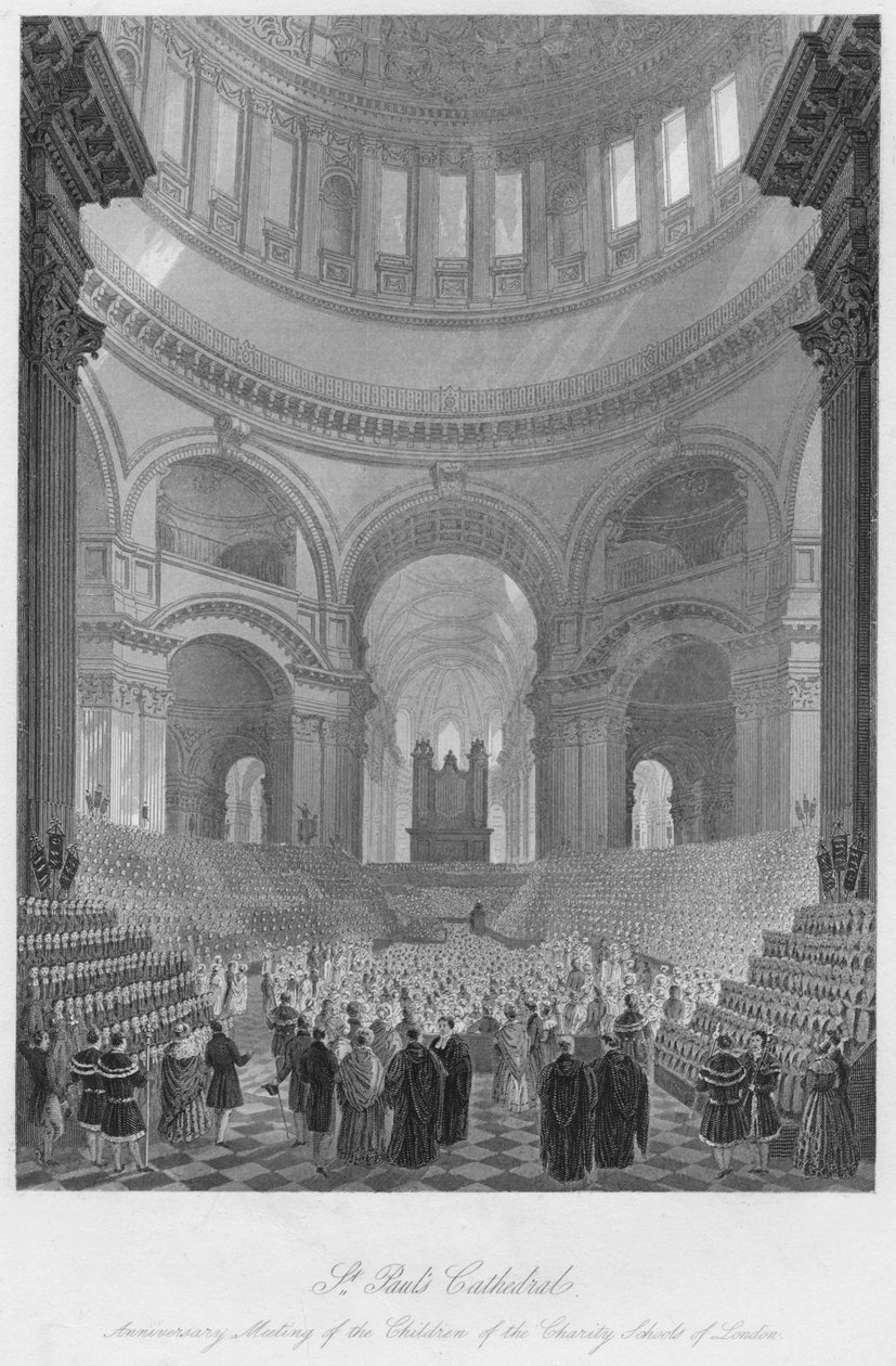St. Pauls katedral. Jubilæumsmøde for børnene fra Charity Schools of London, c1841 af William Haydon Fuge