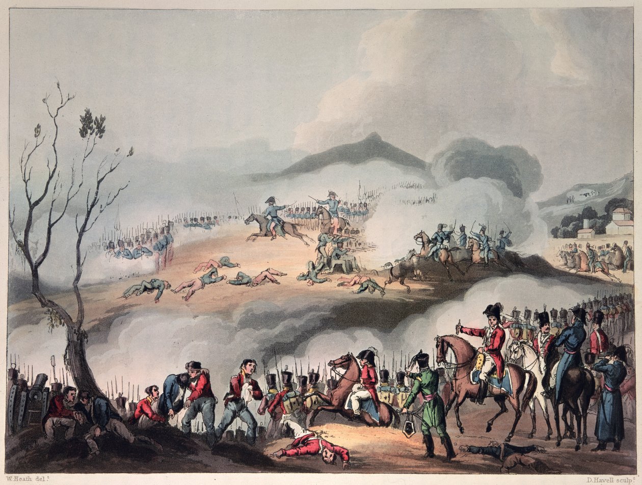 Slaget ved Orthes, 27. februar 1814, indgraveret af Daniel Havell af William Heath