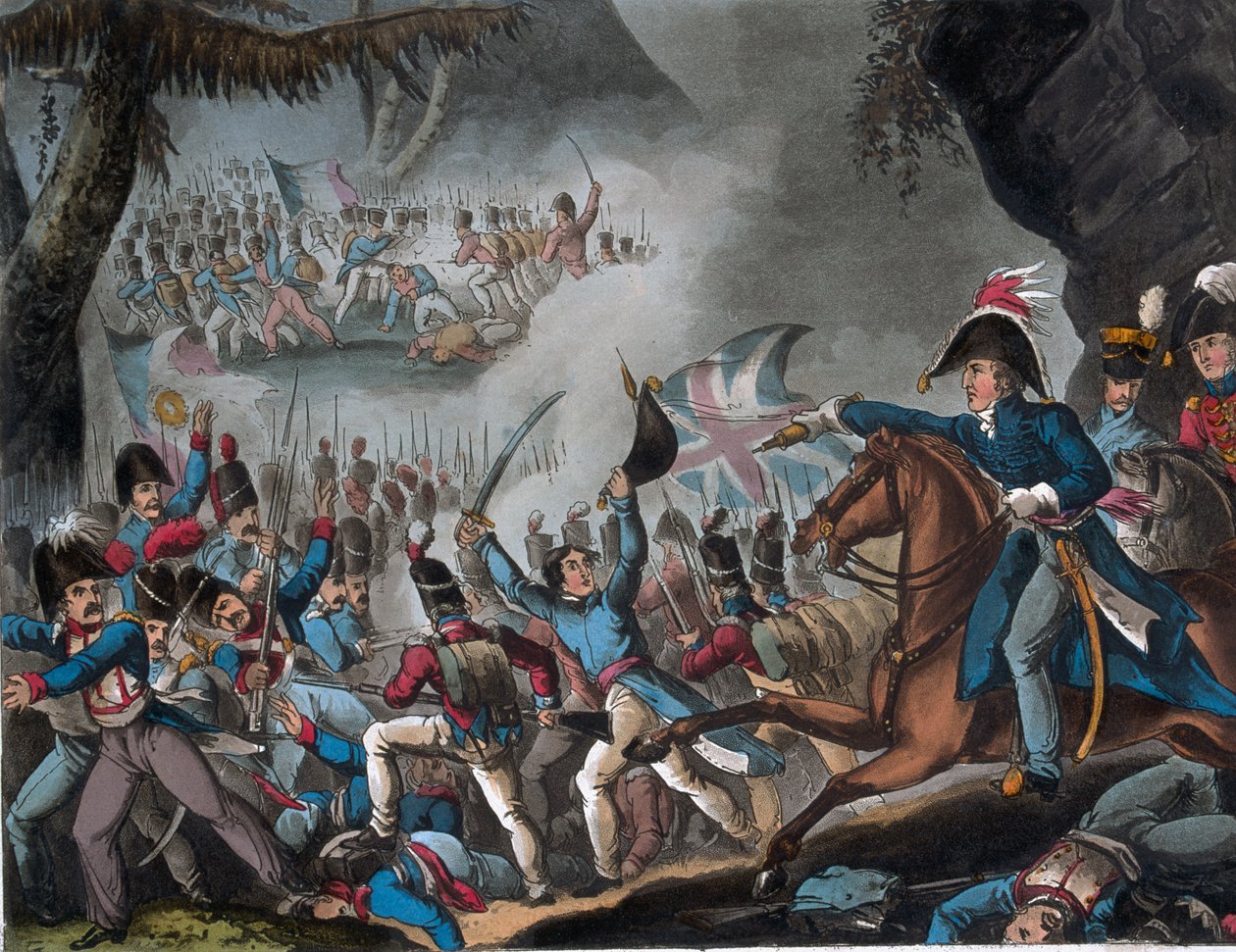 Slaget ved Pyrenæerne, 27. juli 1813, trykt af J.C. Stadler (aktiv 1780-1813), udgivet af Thomas Tegg, 1. april 1818 (farvet akvatint) af William Heath