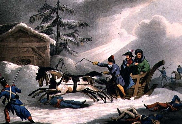 Bonapartes flugt forklædt som grev Vicenza fra Rusland, udgivet 1. marts 1814 af William Heath (akvatint) af William Heath