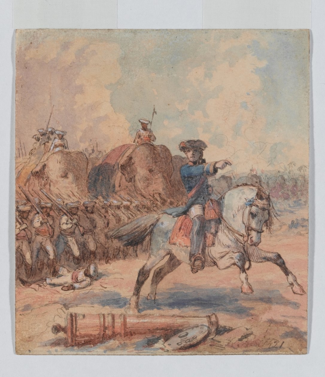 Clive at Plassey (1757), omkring 1821 (akvarel og blæk) af William Heath