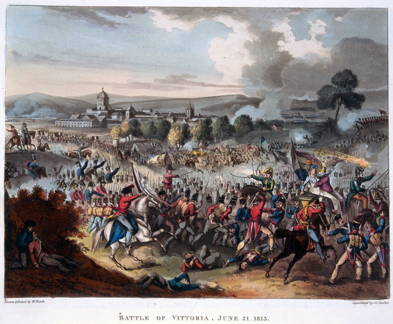 Lord Wellington (1769-1852) på vej ind i Salamanca, illustration til et fortællende digt af Dr. Syntax, 1818 (farvet akvatint) af William Heath