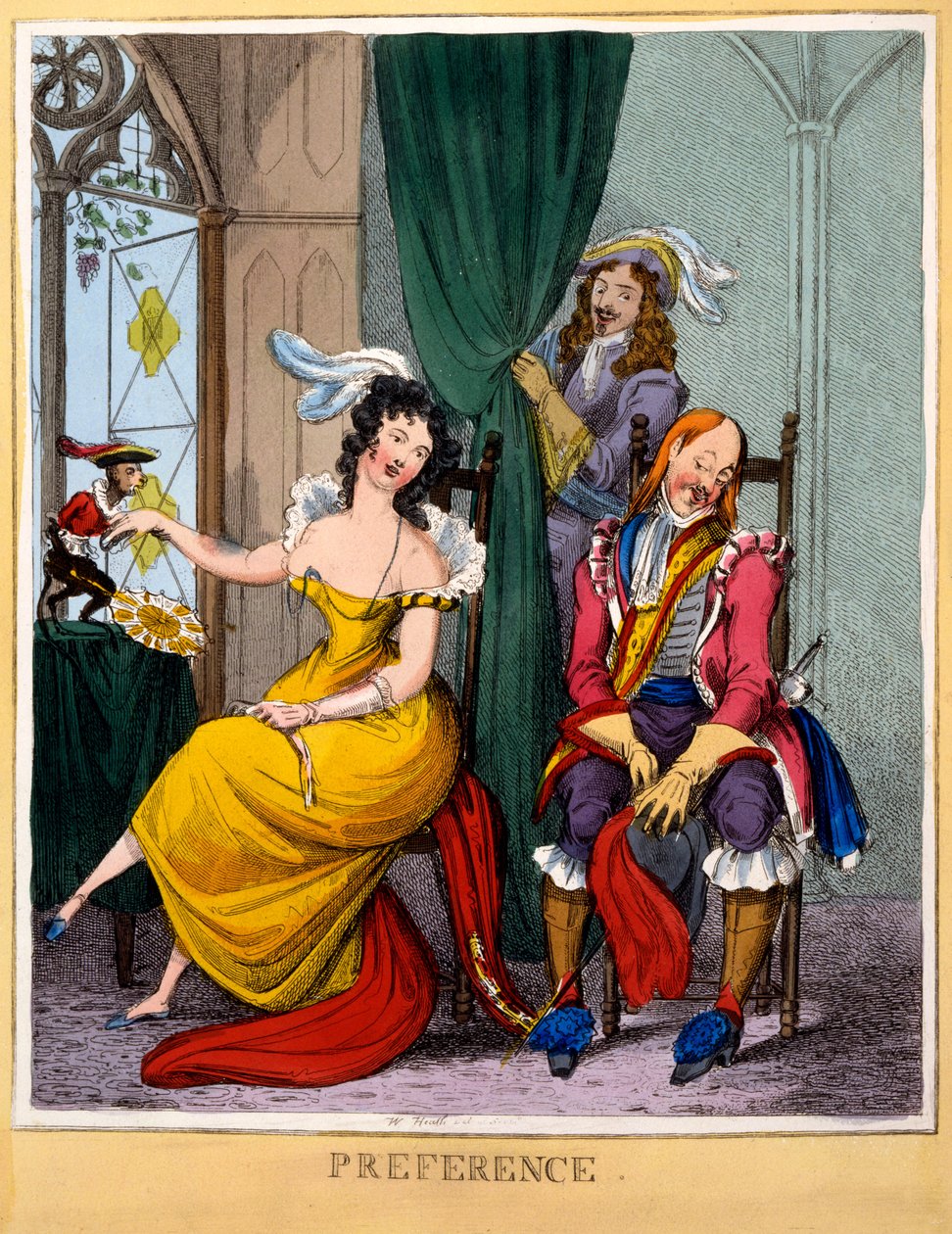 Preference, ca. 1818 (håndfarvet gravering) af William Heath