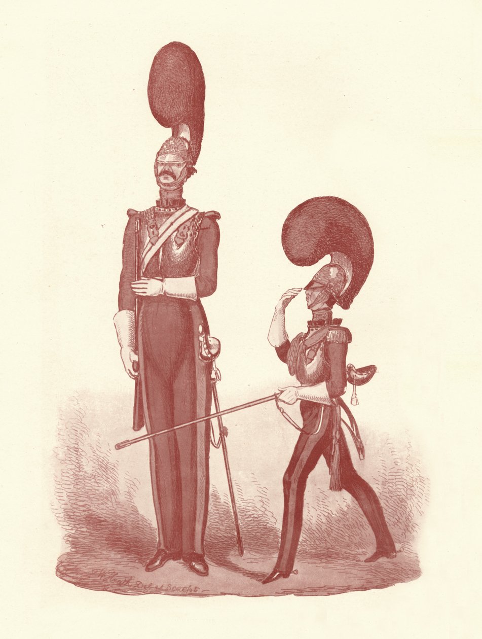 Viser forskellen mellem manden og betjenten, 1830-1840, 1909 af William Heath