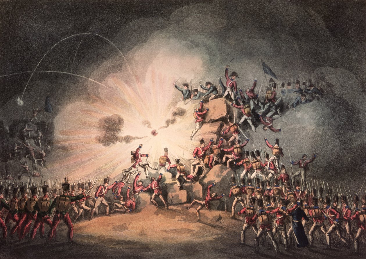Storming af Ciudad Rodrigo, 19. januar, 1813 aquatinted af Thomas Sutherland (f.c. 1785) (akvatint) af William Heath
