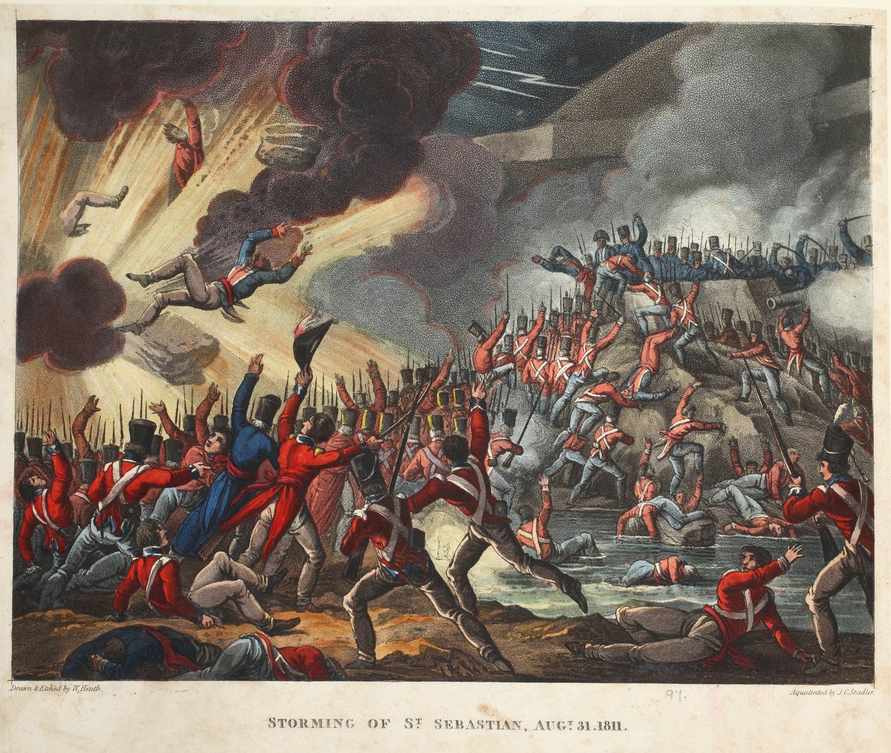 Storming of St Sebastian 31. august 1811, akvatint af J.C. Stadler, pub. af Tegg, april 1818 (akvatint) af William Heath