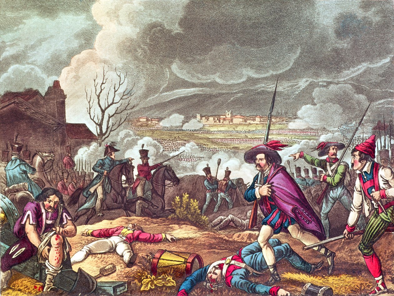 Slaget ved Toulouse, 10. april 1814, indgraveret af J.C.Stadler (fl. 1780-1812) (akvatint) af William Heath