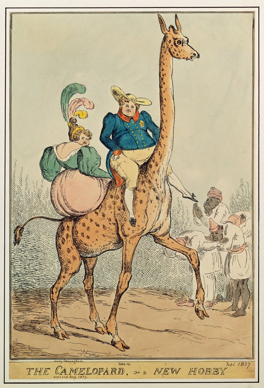 The Camelopard, or a New Hobby, 1827 (farvegravering) af William Heath