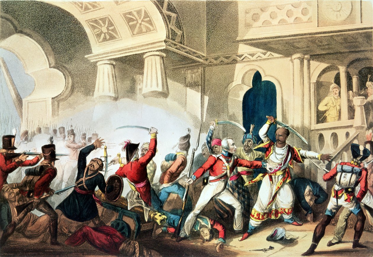 The Storming of Seringapatam, 4. maj 1799, indgraveret af Thomas Sutherland (f.c.1785), 1815 af William Heath