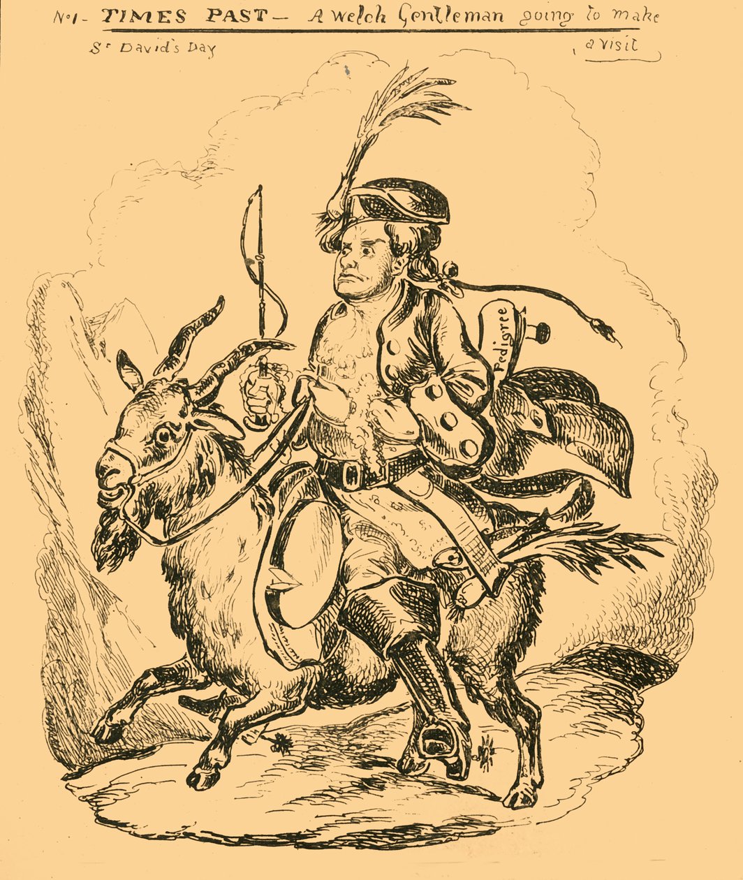 Times Past - En Welch Gentleman kommer på besøg, 1830. af William Heath