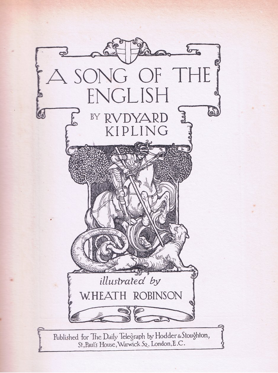En sang på den engelske titelside (St George and the Dragon) af William Heath Robinson
