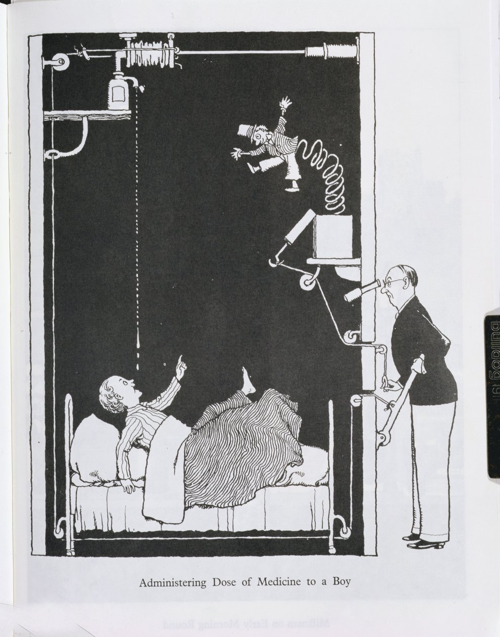 Indgivelse af medicin til en dreng, illustration fra 