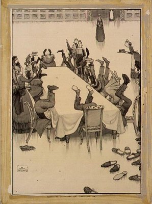 Inspektion af strømper juleaften (blæk og vask) af William Heath Robinson