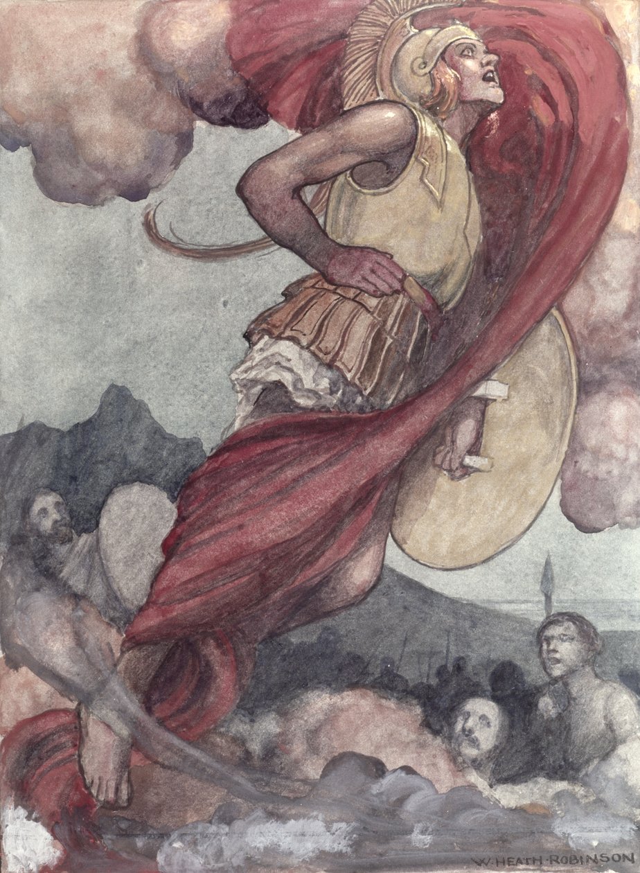 Mars såret af Diomed vender tilbage til Olympus af William Heath Robinson