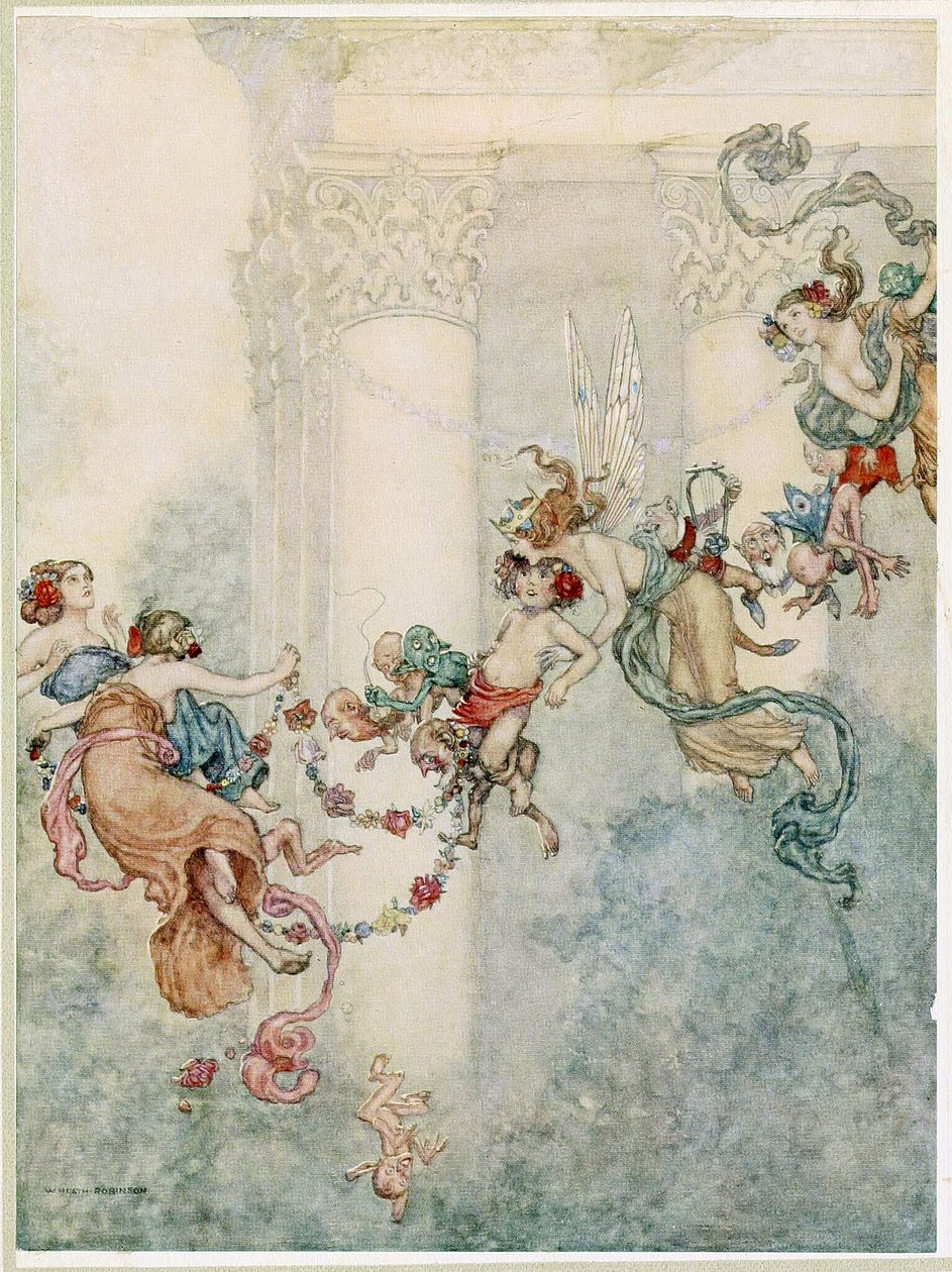 Puck: Hun har aldrig haft så sød en afveksling, fra A Midsummer Nights Dream, pub. 1914 af William Heath Robinson