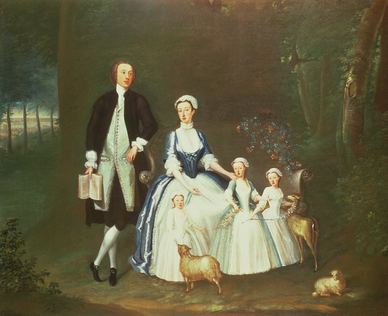 Baptist Noel, 4. jarl af Gainsborough og hans hustru Elizabeth med deres børn af William Henesy