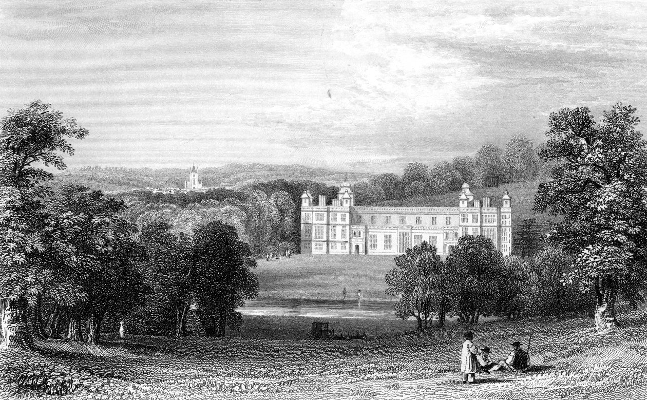 Audley End, Essex, graveret af Henry Adlard, 1832 af William Henry Bartlett