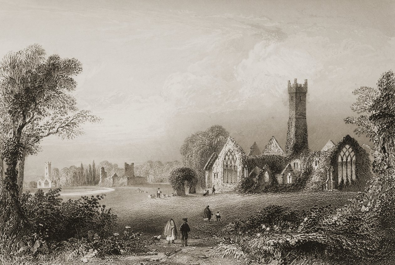 Augustinian Abbey at Adare, County Limerick, Irland, fra 