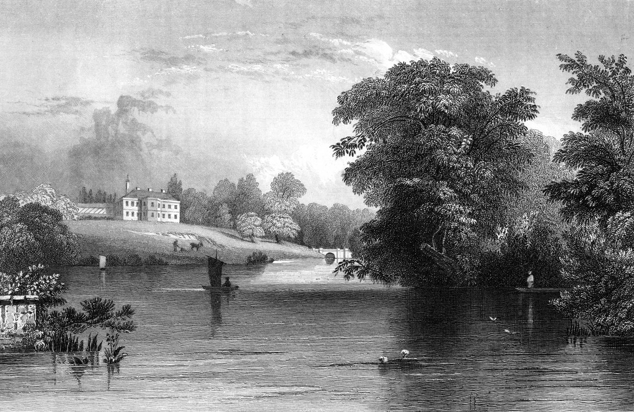 Braxted Lodge, nær Witham, Essex, indgraveret af Henry Wallis, 1832 af William Henry Bartlett