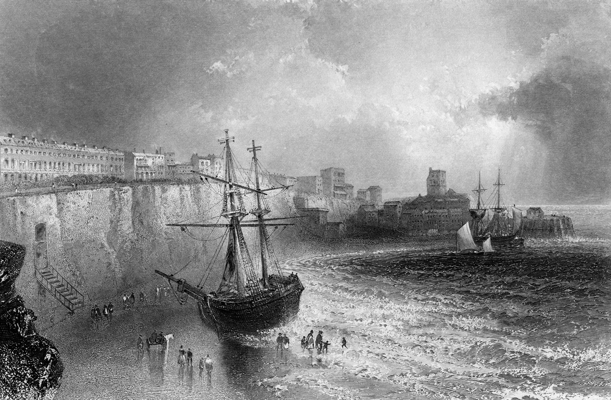 Broadstairs, Kent, graveret af Robert Brandard, 1842 af William Henry Bartlett