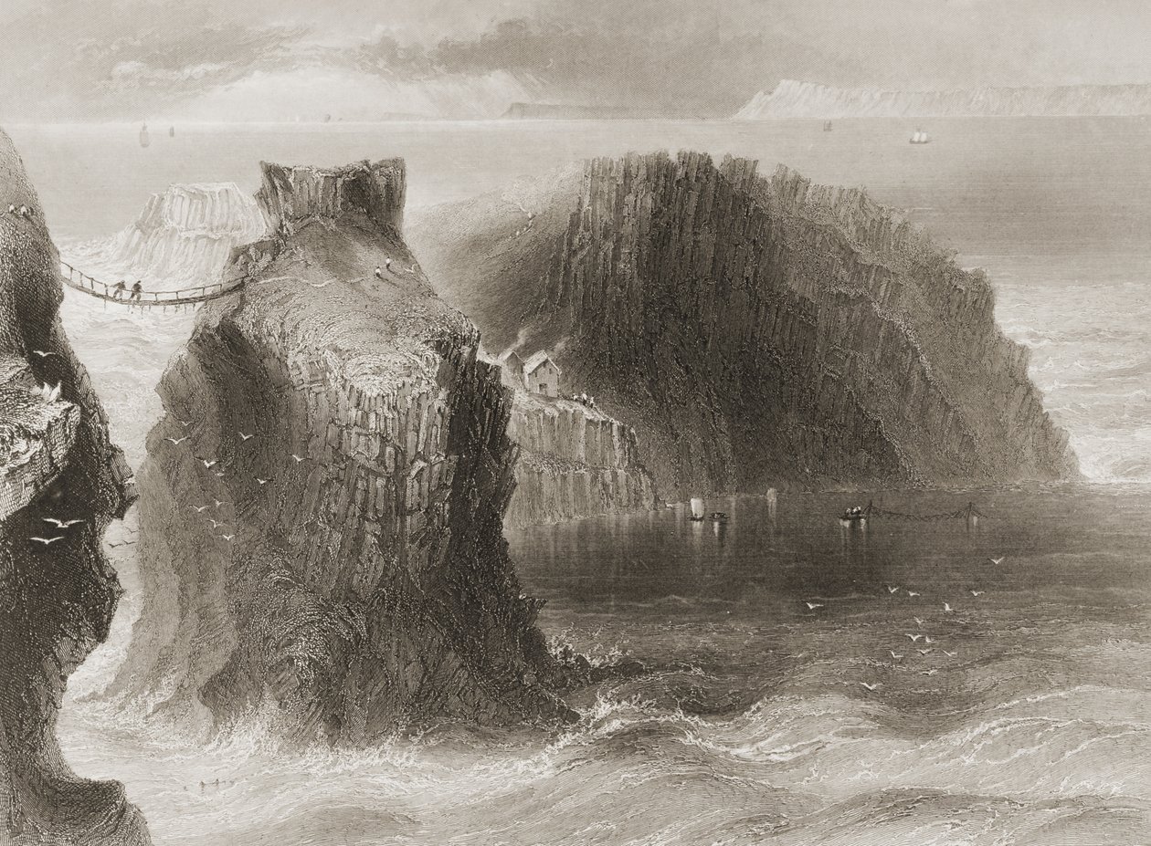Carrick-a-Rede Rope Bridge, County Antrim, Nordirland, fra 