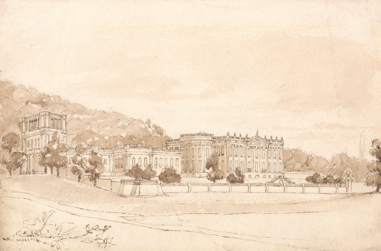 Chatsworth House, Derbyshire af William Henry Bartlett
